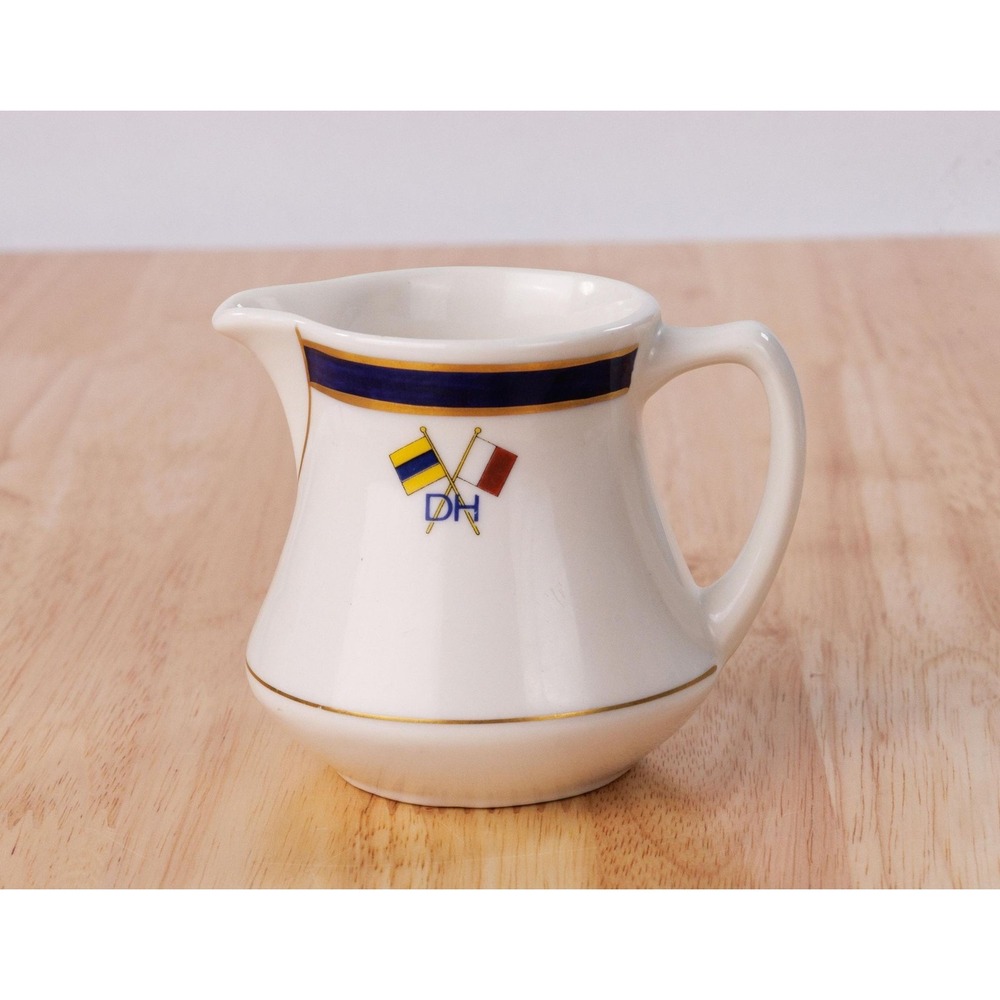 Vintage Syracuse China Delta Hotel Creamer Small Pitcher Nautical Flags